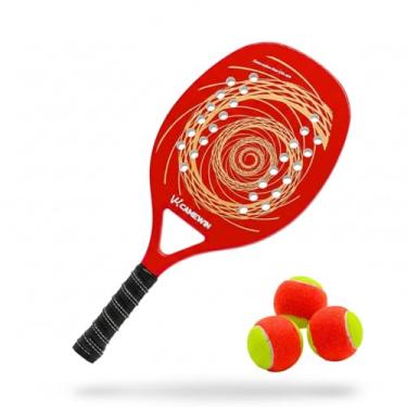 Imagem de Kit Completo Raquete de Beach Tennis Com Estojo Protetor + 3 Bolinhas Pack de Treino para Jogadores Iniciantes ou Intermediários Treino e Diversão (Vermelho)