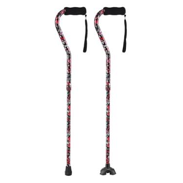 Imagem de YOKABOZE Bengala Dobrável E Leve Para Homens Mulheres, Com Alça Deslocada, Ajustável, Mobilidade Equilíbrio, Idosos, Base Pequena, 32-37"