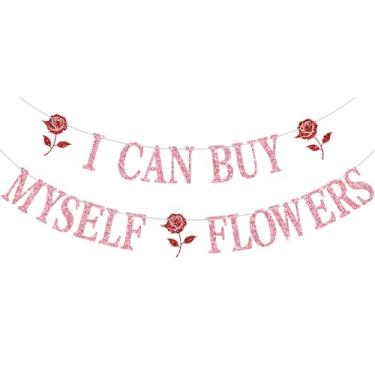 Imagem de Banner de flores I Can Buy Myself, placa antinamorados, feliz dia das galentinas, suprimentos de decoração de festa feliz dia dos namorados