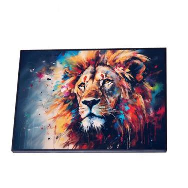 Imagem de Quadro Leão Pop Art Canvas Com Vidro - Center Molduras, 70x50 Caixa, P