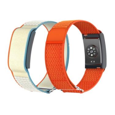Imagem de Vanet Pulseiras de nylon compatíveis com Amazfit Helio para homens e mulheres, pulseiras de substituição ajustáveis, macias, respiráveis e confortáveis para Amazfit Helio Fitness, pacote com 2