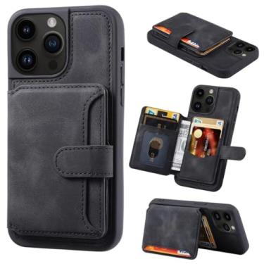 Imagem de Capa de couro fashion para iPhone 16, 15, 14, 13, 12, 11pro Max Plus Pro, capa protetora traseira com porta-cartões para iPhone 16 Pro (para iPhone 12 ProMax/preto)