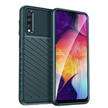 Imagem de IDEWEI Capa para Samsung Galaxy A30S. Fibra de carbono refinada, anti-queda, anti-impressões digitais, proteção integral. A capa do telemóvel é compatível com Samsung Galaxy A30S