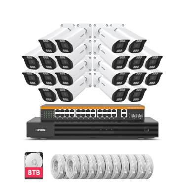 Imagem de H.VIEW Sistema De Câmera De Segurança Nvr Poe 32Ch 4K 8 Tb, Detecção Inteligente, Detecção Humana Inteligente, Câmeras Ip Poe Comerciais Externas 20X8Mp, Gatilho De Detecção De Ia, Visão Noturna Col