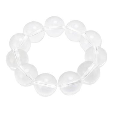 Imagem de Jiawu Pulseira de Cristal de Pedras Preciosas Naturais 20 Mm Conta Elegante Ornamento de Decoração de Casa para Meditação Ioga (Transparente)