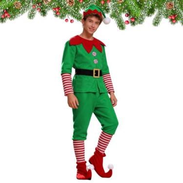Imagem de Fantasia de duendes de Natal para mulheres, fantasia de Natal - Fantasia de Ajudante do Papai Noel de | Roupas festivas de, vestido de para cosplay de