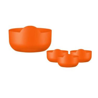 Imagem de Kit 4 Super Bowl Alaranjado 475Ml Plástico Premium - Bb Store