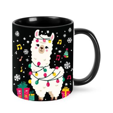 Imagem de Yrebyou Caneca de café Alpaca 325 ml xícara de chá de cerâmica para mulheres homens presentes de aniversário Natal escritório casa microondas novidade engraçada