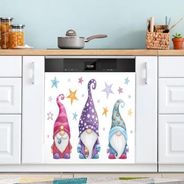 Imagem de ATTX Capa de ímã de lava-louças de gnomos fofos, 58 cm C x 66 cm A decoração da capa frontal da máquina de lavar louça, decalques de armário doméstico e eletrodomésticos adesivos #69
