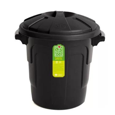 Imagem de Lixeira 10L Preta com Tampa Alça Para Cozinha Casa Multiuso