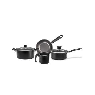 Imagem de Jogo de Panelas Brinox Ebony Antiaderente Pró-flon 4 Peças Preto
