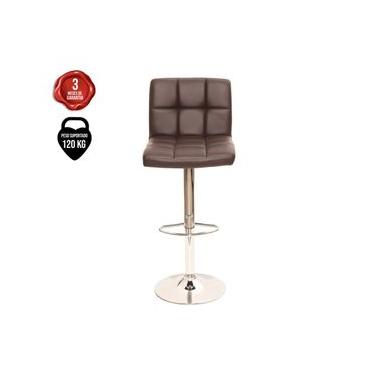 Imagem de Banqueta Alta Estofada Para Cozinha Balcão Bancada Ilha Giratória Gomos Marrom