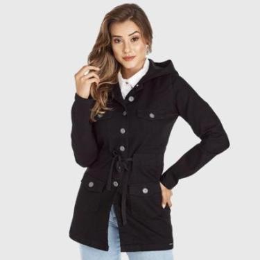 Imagem de Jaqueta Jeans HNO Jeans Influencer Parka Premium Com Capuz Preto-Feminino