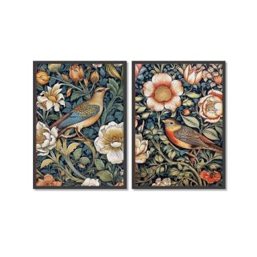 Imagem de William Morris Flower Birds Pavão Poster Kew Gardens Impressão em Tela Pintura Floral Arte de Parede Impressões Botânicas Sala de Estar Decoração de Casa (SKU5-2PCS, 16x24" = (40 x 60 cm), Moldura