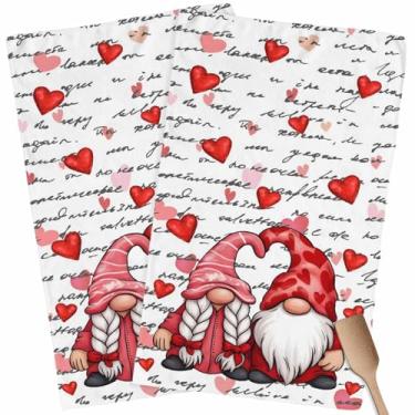 Imagem de Conjunto de 2 toalhas de cozinha para o dia dos namorados, conjunto de 2 toalhas de prato e panos de prato para casais, toalhas de prato decorativas, toalhas de mão absorventes de coração de amor