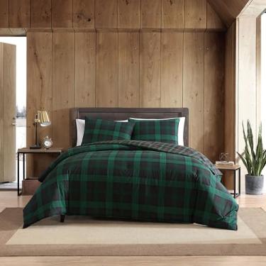 Imagem de Eddie Bauer Casa | Coleção Woodland | 100% algodão macio e aconchegante qualidade premium xadrez reversível capa de edredom combinando, conjunto de cama de 3 peças, Queen, verde