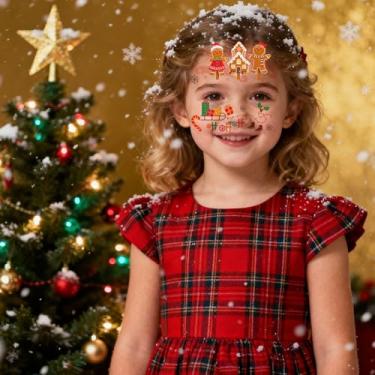 Imagem de Decorações de Natal e conjuntos de presentes de maquiagem, incluindo tatuagens faciais com tema natalino e tatuagens temporárias, são lembrancinhas de festa perfeitas para pessoas (estilo B)
