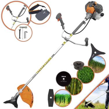 Imagem de Roçadeira Aparador de Grama À Gasolina Tekna RL520P 52cc 2HP 2T Completa Com Carretel de Nylon + Faca 2 Pontas + Faca 3 Pontas + Faca 80 Dentes