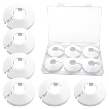 Imagem de 6 peças servem para decoração de cobertura de tubo de água com flange de 1/2 polegada, placa de proteção de plástico PP de 16 mm (5/20.3 cm), decoração de tubo de parede de 1/2 polegada