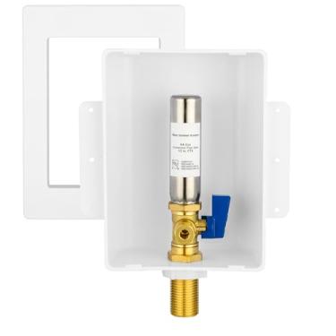 Imagem de HeSun Caixa de saída para máquina de gelo de suor, entrada 1/2 polegada MIP x saída 1/10.2 cm conexão de compressão OD, com prendedor de martelo de água de aço inoxidável