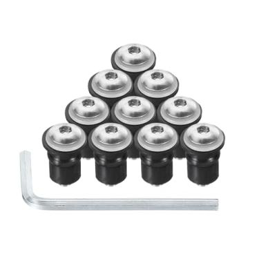 Imagem de PATIKIL Parafusos de para-brisa de motocicleta M5, 10 peças de parafuso de liga de alumínio com chave inglesa, parafusos de carenagem de para-brisas, parafusos porcas para carenagem de motocicleta