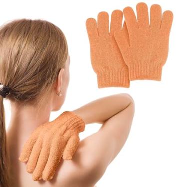Imagem de 2 peças luva esfoliante esponja de bucha esfoliante corporal limpeza profunda remove a pele morta para mulheres e homens (Laranja1)