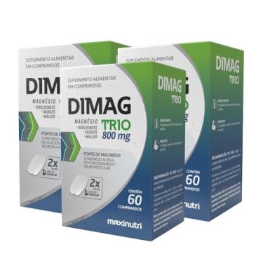 Imagem de Maxinutri, Kit 3 Dimag Trio Magnésio Bisglicinato Taurato e Malato 60 Caps Maxinutri