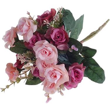 Imagem de LMJYU Centros de mesa elegantes de rosa de seda: decoração floral realista para arranjo de mesa