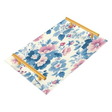 Imagem de Wassud Buquês (2) Bandeja de banheiro com alças organizador de perfume de joias de acrílico para banheiro, quarto, cozinha, balcão de 30 x 20 cm