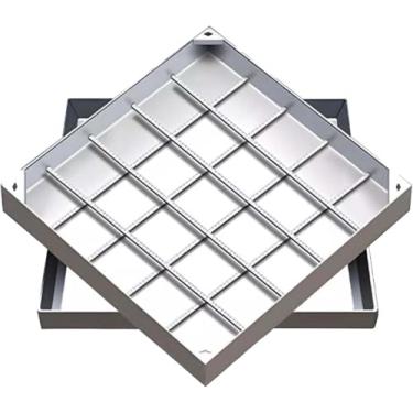 Imagem de uhyOHF Tampas de fossa séptica embutidas, capa de bueiro quadrada invisível e moldura, tampa de bacia de esgoto embutida em aço inoxidável 304 (30 x 30 x 5 cm (11,8 x 11,8 x 2 pol.)