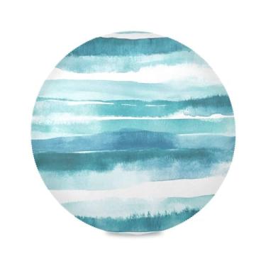 Imagem de xigua Jogo americano redondo com listras verdes aquarela, conjunto de 4 para mesa de jantar, tapetes de mesa antiderrapantes laváveis e resistentes ao calor para decoração de festa, cozinha, jantar