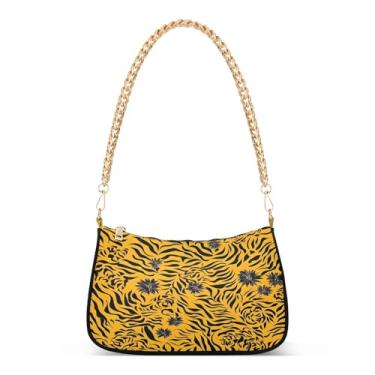 Imagem de CEBUGI Bolsas transversais femininas bolsa de ombro flores pretas bolsa clutch elegante com alça de corrente