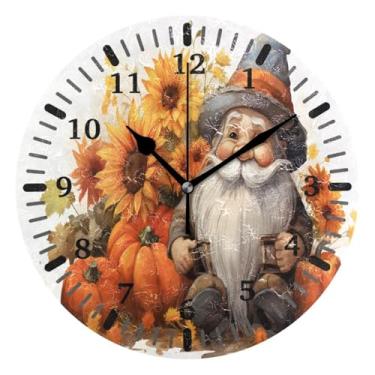 Imagem de CEBUGI 1 relógio de parede Gnomo 1 relógio redondo operado por bateria relógios de parede silenciosos sem tique-taque para cozinha, banheiro, quarto, escritório, decoração 25,4 cm