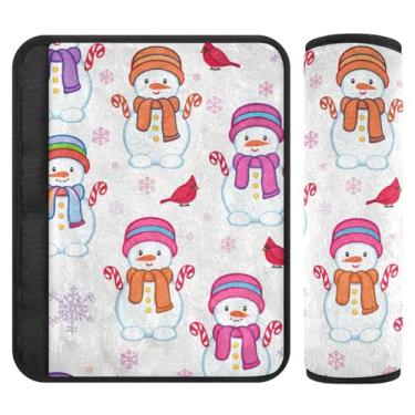 Imagem de Burbuja Capa para cinto de segurança de carro Snowmen Protetor de cinto de segurança de carro macio confortável para alça de ombro de assento, 1 par pequeno
