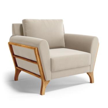 Imagem de Poltrona Sabrina De Madeira Maciça Com Almofada