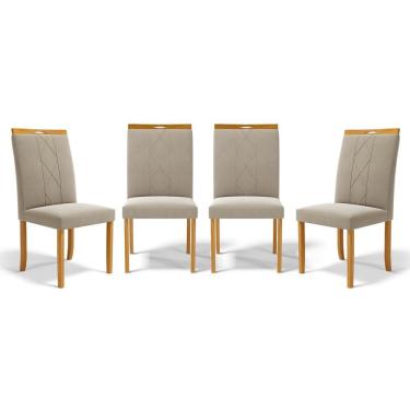 Imagem de Kit Com 4 Cadeiras Ana Madeira Maciça Estofadas Para Mesa De Jantar