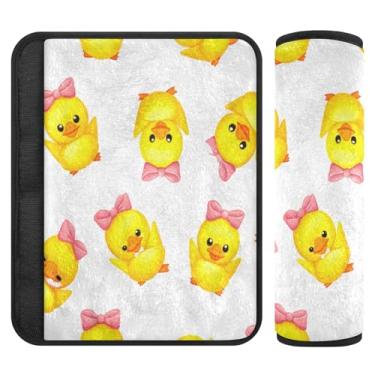 Imagem de Burbuja Capa para cinto de segurança de carro Patinhos de desenho animado Protetor de cinto de segurança de carro macio confortável para alça de ombro de assento, 1 par pequeno