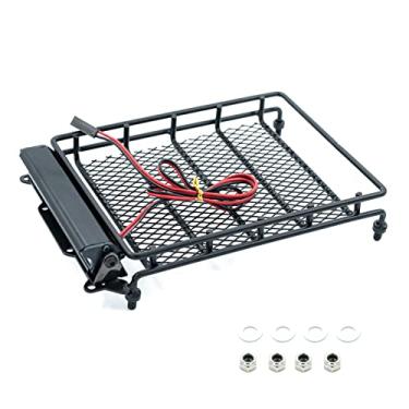 Imagem de Suporte de Bagagem para Rack Telhado com Lâmpadas LED Peças Metálicas Compatível Carro RC 1 14 12 10 SCX10 CC01 MN D90 D91 D99 MN90 MN99S