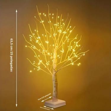 Imagem de Luz de Árvore de Bétula com 144 LEDs Brancos Quentes - USB e Bateria -