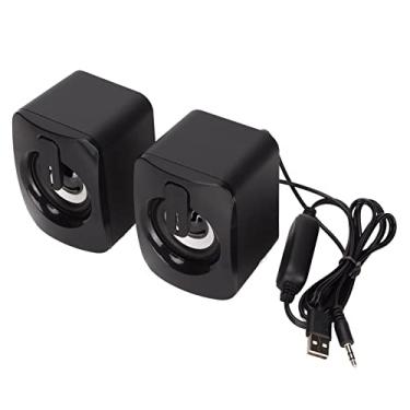 Imagem de Akozon Mini Alto-falante para Computador A2 - Alto-falante Estéreo Com Fio Alimentado por USB Com Graves Nítidos, Controle de Volume e Plugue de 3,5 Mm para PC de Mesa, Laptop e Uso Portátil