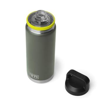 Imagem de YETI Garrafa Rambler de 740 ml, à prova de vazamento, isolada a vácuo, aço inoxidável com tampa Chug, verde acampamento/amarelo vaga-lume