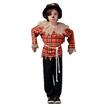 Imagem de Fantasia Halloween Espantalho Infantil 3 a 16 anos Roupa Espantalho As