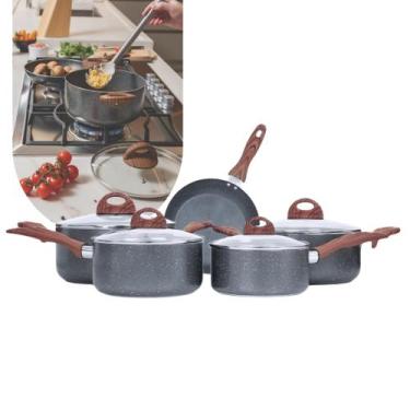 Imagem de Jogo De Panelas Antiaderente Induçã 5 Peças Brinox Ceramic Life Smart 