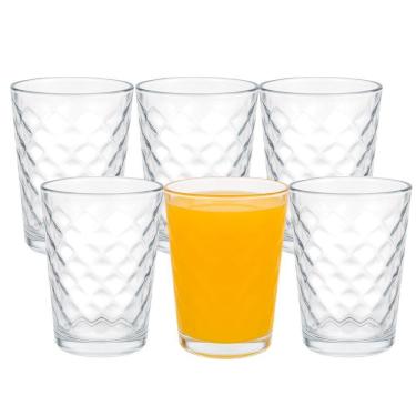 Imagem de Jogo 6 Copo De Vidro 200ml Suco Refrigerante água Waves Fratelli