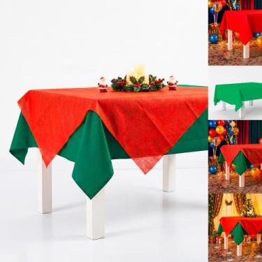 Imagem de Kit 2 Toalhas Mesa Vermelha + Verde 2x1,40m Festas Natal TNT - RIVFEST
