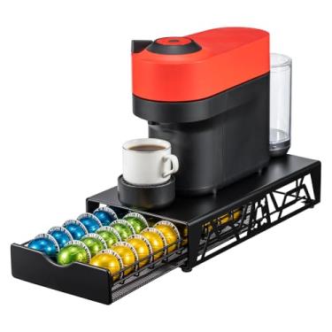 Imagem de ZCDCP Suporte de cápsulas – Organizador de cápsulas de metal preto elegante moderno para cápsulas Nespresso, suporte elegante para cafeteira, escritório ou cozinha doméstica (capacidade para 30