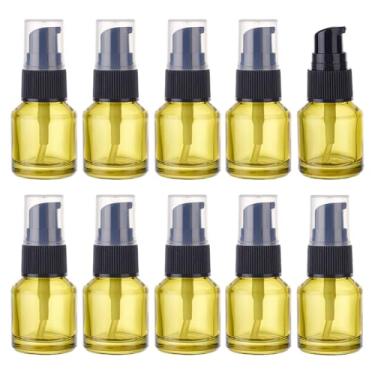 Imagem de BENECREAT 10 frascos de loção de cremes de vidro de 15 ml, frasco vazio recarregável de viagem para creme de loção, óleo essencial (verde-oliva)