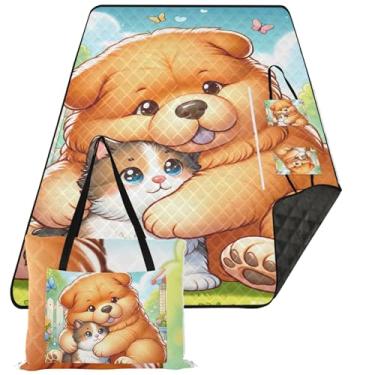 Imagem de TSENQUE Cobertor de praia grande para cachorro Chow Chow Chow com estampa à prova d'água para acampamento fofo cobertor de piquenique dobrável 203 x 152 cm