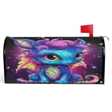 Imagem de Capas de caixa de correio magnéticas decorativas de outono caixa de correio de vinil decorações de caixa de correio de casa de fazenda ao ar livre adorável dragão fofo tamanho grande 64,5 x 52,8 cm