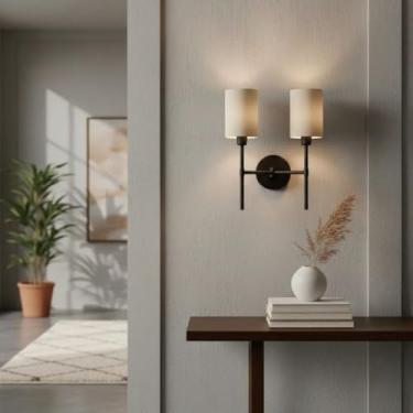 Imagem de Arandela de Parede Imperial Clássica Preta Com Cúpulas Bege Decoração iluminação Casa e Sala, Corredor, Quarto, Cama, Cabeceira, Lavabo